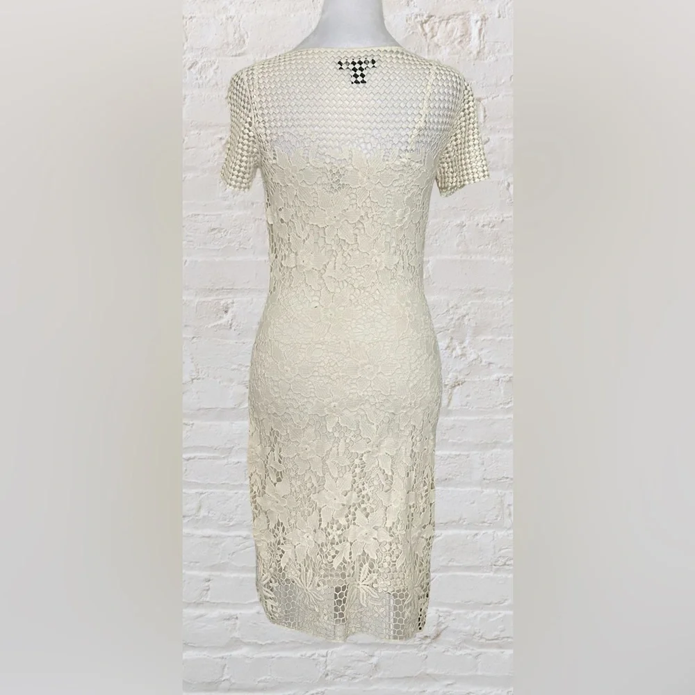 Lauren Ralph Lauren Ivory Floral Net Lace Event Dress Cottagecore Fairy S XS - Picture 3 of 11